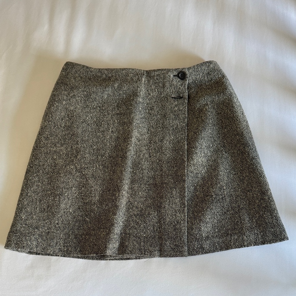 Hugo Buscati Gray Tweed Wrap Mini Skirt